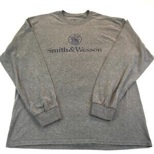 Smith & Wesson T-Shirt Long Sleeve Gray Navy Blue Size XL